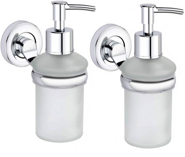 APERSON Steel Bathroom Wall Mounted Round Liquid Shampoo Dispenser Pack of 2 Stainless Steel Bathroom Set
