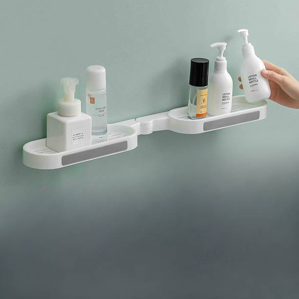 FORABH Bathroom Shelf No Drilling Wall-Mounted Storage Rack Holder Plastic Wall Shelf Plastic Bathroom Set