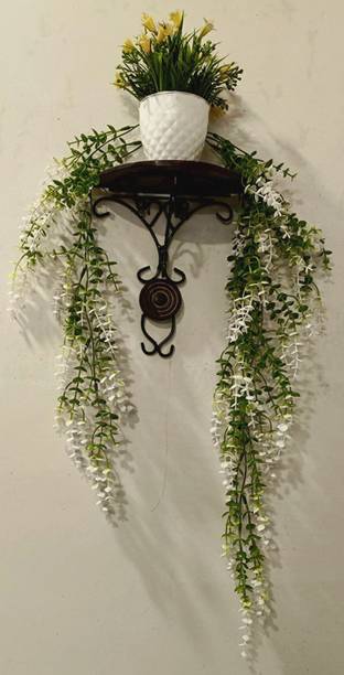 Enshrine Wooden & Wrought Iron Fancy Wall Bracket/Wall Shelf Wooden, Cast Iron Wall Shelf