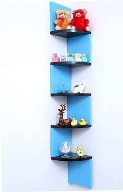 Wroughimpex Wall Mount Corner 5 Tier Engineered Wood Display Unit