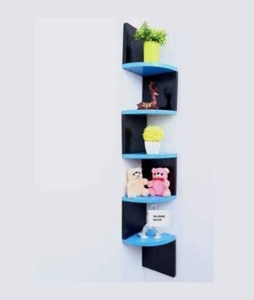 T F Enterprises T F Enterprises Zigzag Corner Wall Shelf | Engineered Wood Floating Wall Decor | Engineered Wood Display Unit