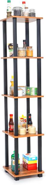 Livzing Utensil Kitchen Rack Wood Turn N Tube 5Tier DIY Standing Multipurpose Storage Shelves/Display Organizer