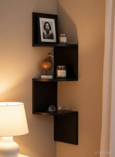 woodinzo Wall shelf Zigzag Corner Wall Mount Shelf Unit/Racks and Shelves/Wall Shelf/ MDF (Medium Density Fiber) Wall Shelf