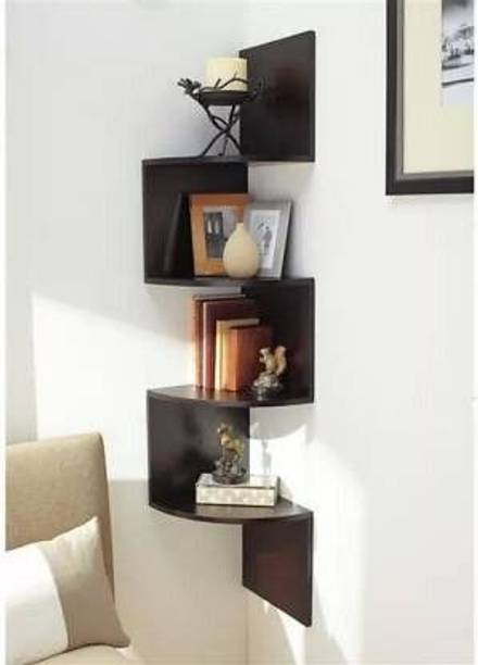 Wroughimpex Wooden Wall Mount Corner Engineered Wood Display Unit