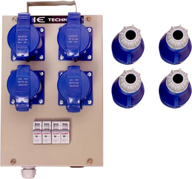 Influxx 202_3PIN 32A IP44 IND. PLUG AND SOCKET, 4PCS 32A SP MCB WITH 4WAY METAL PANEL Distribution Board