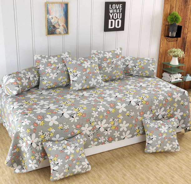 Homefab India Polycotton Floral Diwan Set