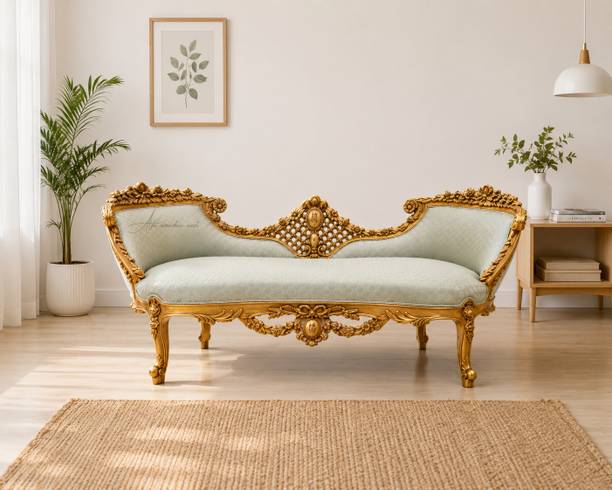 ALFA WOODEN NEST Royal Heritage Handicraft Solid Wood Luxury Diwan with Antique Finish Solid Wood Diwan