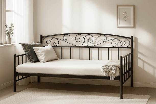 होंडेक Luxora Daybed with Mattress, Sofa Bed for Bedroom, Living Room, Balcony & Guests Metal Diwan