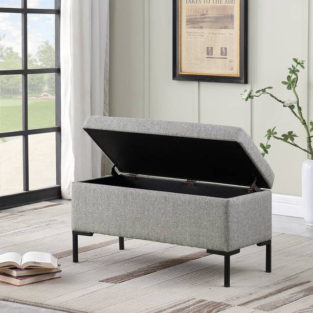 INSTYLE Premium Upholstered Flip Top Wooden Ottoman Bench for Seating & Storage Solid Wood Settee