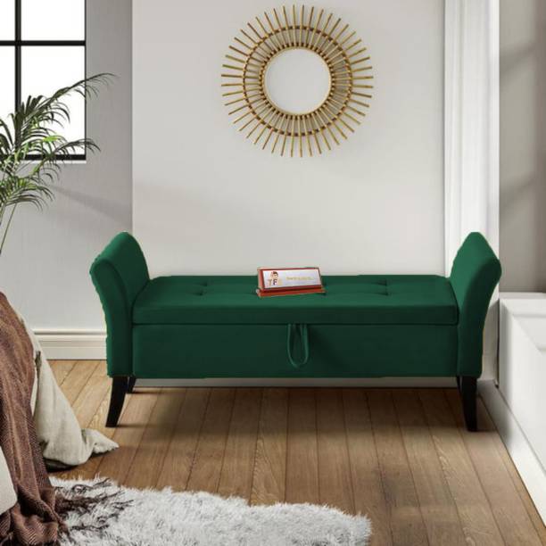 TFS Soft Velvet Fabric 3 Seater Sofa/Bench with Box for Home/Office Solid Wood Settee