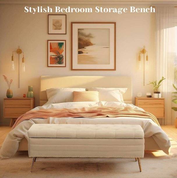 TFS Nail Rivet Bench/settee with Storage Box 3 seatter For Bedroom/Livingroom/office Solid Wood Settee