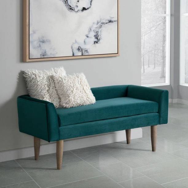 TFS Luxurious Velvet Bench With Back and Armrest for Bedroom/Living room 2 seater Solid Wood Settee