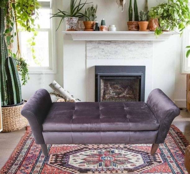TFS Premium Velvet Cushion 2 Seater Settee for Bedroom/Livingroom/Office Solid Wood Settee