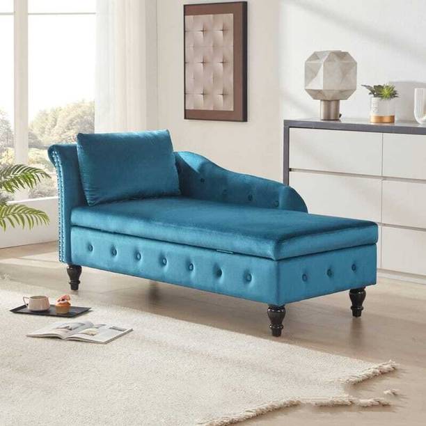TFS Glam Velvet Tufted Button 3 Seat Lounger/Chaise/Sofa for Home/Office Solid Wood Settee