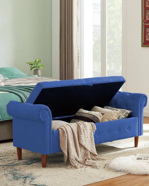 MAJESTIC MART Designer Bench With Storage Rolled Arm Ottoman 2 Seater Sofa Chaise Lounger Solid Wood Settee