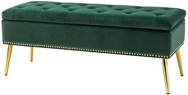 MAJESTIC MART Luxurious Velvet Fabric Ottoman Bench Couch with storage for Room & Office Foam Settee