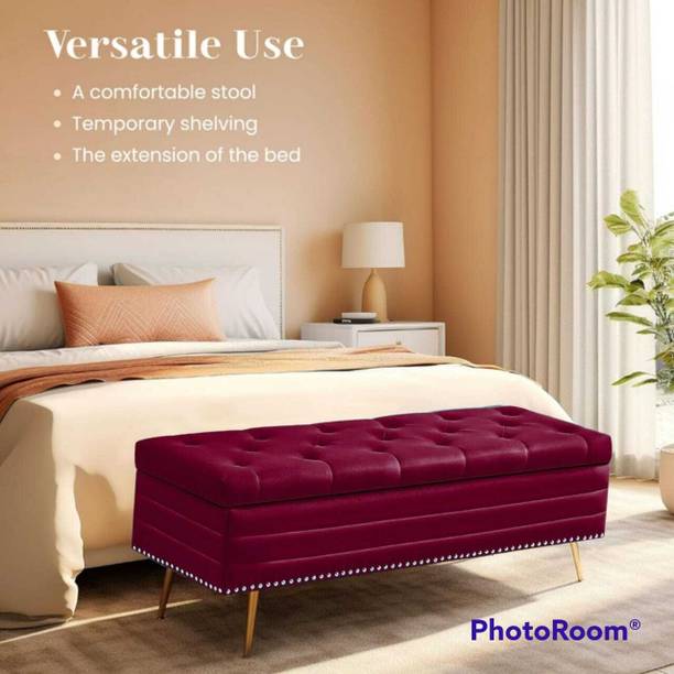 TFS Nail-head Velvet Fabric Tufted 3 seater Bench/Sofa for Bedroom/Living-room Solid Wood Settee