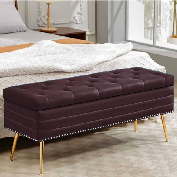 TFS Nail-head Velvet Fabric Tufted 2 seater Bench/Sofa for Bedroom/Living-room Solid Wood Settee