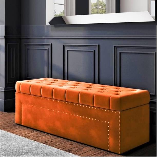 Wu Dtimber Upholstered Foldable Storage Box End of Bed Bench Living Room & Bedroom Seating Solid Wood Settee
