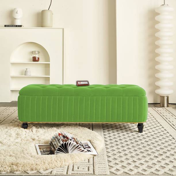 TFS Luxury Button & Lining Tufted Cushion Design Storage Box Ottoman /Sofa For Home Solid Wood Settee
