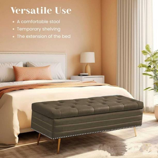 TFS Nail Rivet Bench/settee with Storage Box 3 seatter For Bedroom/Livingroom/office Solid Wood Settee