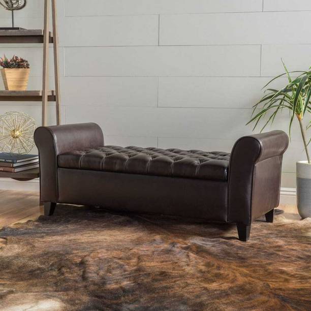 TFS Leatherette Rolled Armrest 3 Seater Sofa/Bench For Bedroom/Living/Office Solid Wood Settee