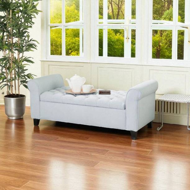 MAJESTIC MART Luxurious 2 Seater Sofa Ottoman Bench - Ideal for Your Home/Livingroom Or Office Solid Wood Settee