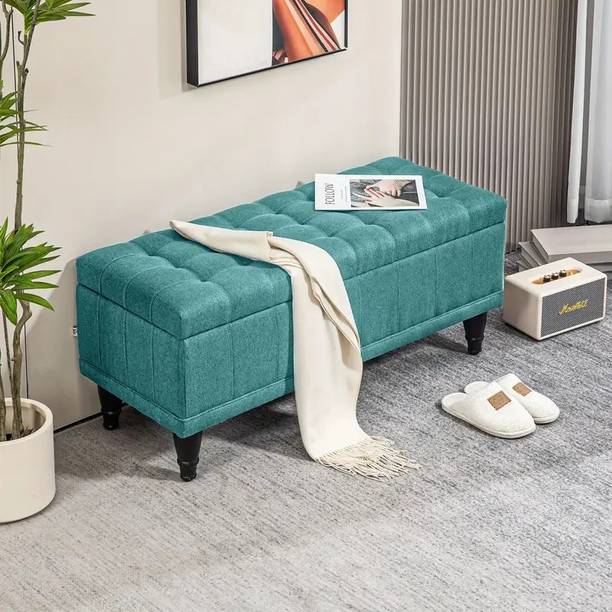 MAJESTIC MART Versatile Ottoman Bench with Storage - Ideal for Home, Office, and Livingroom Solid Wood Settee