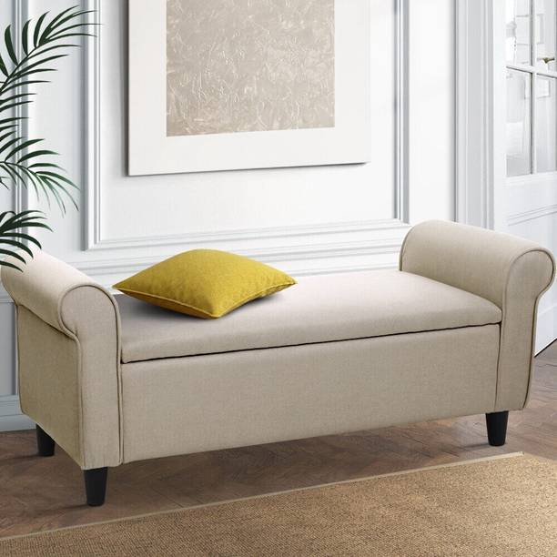 MAJESTIC MART Luxury Plain Storage Armrest Bench 2 Seater Sofa For Livingroom, Bedroom, Office Solid Wood Settee