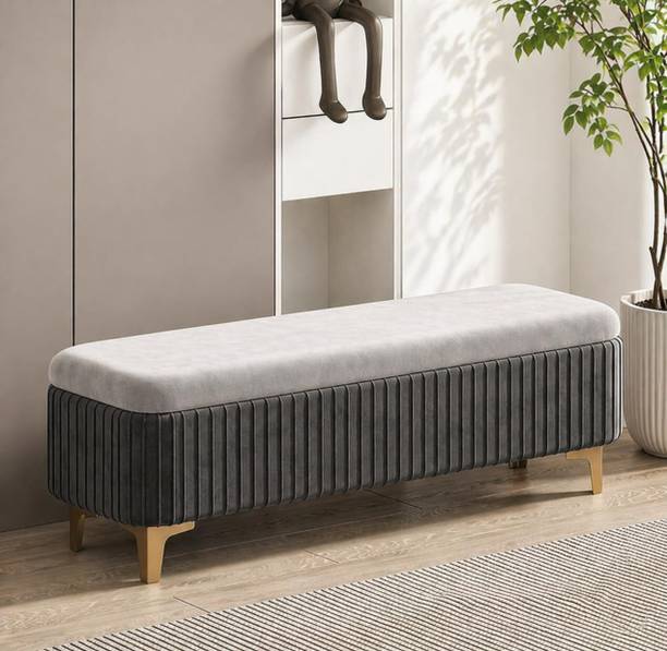 Wu Dtimber Upholstered Seating Bench with Hidden Storage Modern Bedroom Living Room Bench Engineered Wood Settee