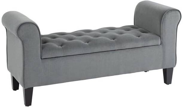DMK Fabric Upholstered Bench with Armrests Couch Puffy for Bedroom, Entryway Solid Wood Settee