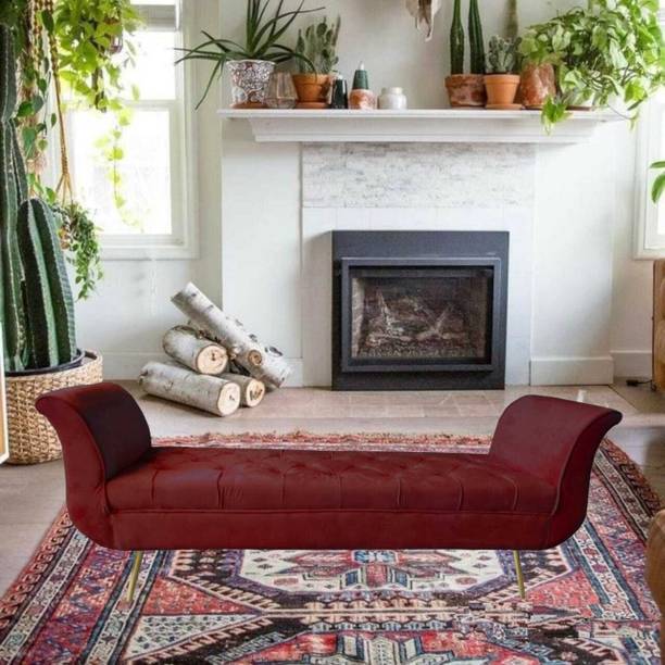 TFS Luxury Cordelia Bench tufted button velvet fabric 2 seater Solid Wood Settee