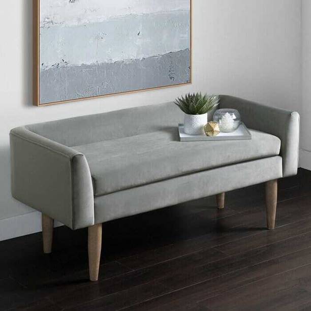 TFS Luxurious Velvet Bench With Back and Armrest for Bedroom/Living room 2 seater Solid Wood Settee