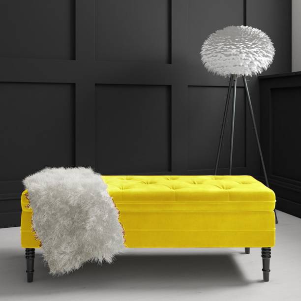 TFS Flip-Top Tufted Button Bench Settee with Storage Box For Bedroom/Office 2 seater Solid Wood Settee