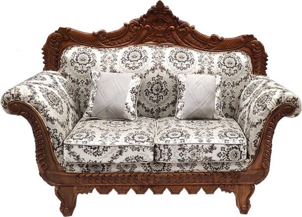 MAM ENTERPRISE Teak Wood Sofa Set with Cushion for Living Room 2 Seater Sofa Solid Wood Settee