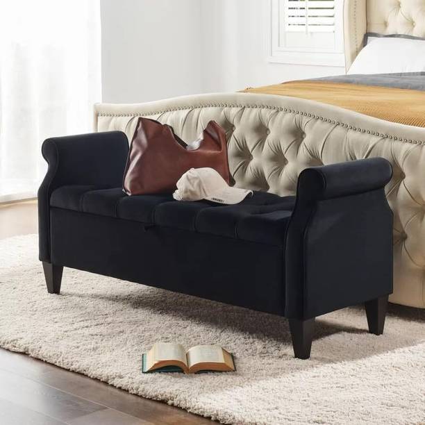 Wu Dtimber Upholstered Storage Ottoman Bench with Hidden Storage Tufted Seat Bench Engineered Wood Settee