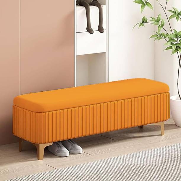 Wu Dtimber Upholstered Seating Bench with Hidden Storage Modern Bedroom Living Room Bench Engineered Wood Settee