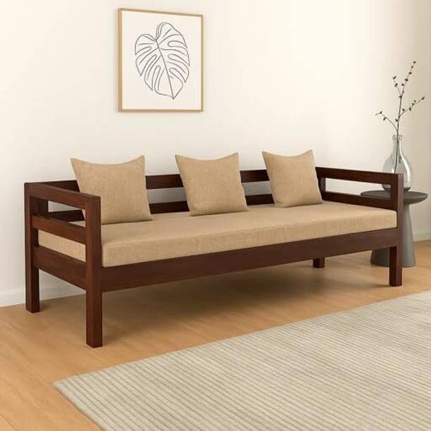 SUNCOM Wooden Diwan Sofa for Livingroom - Solid Wood 3 Seater Diwan Couch Sofa Solid Wood Diwan