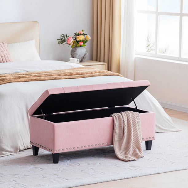 MAJESTIC MART Premium Velvet Storage Bench 2 Seater Sofa Ottoman Bench for Living Room,Bedroom Solid Wood Settee