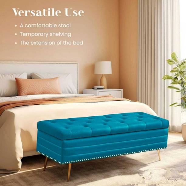 TFS Nail-head Velvet Fabric Tufted 2 seater Bench/Sofa for Bedroom/Living-room Solid Wood Settee