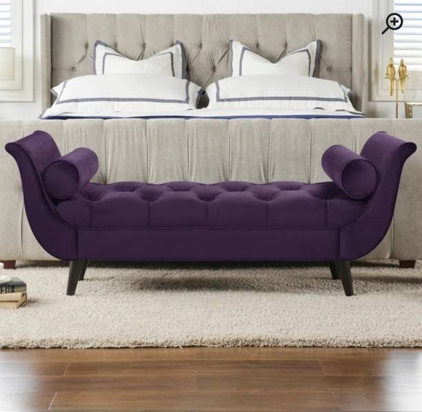 TFS Tufted Bench with two round bolster pillow Solid Wood Settee