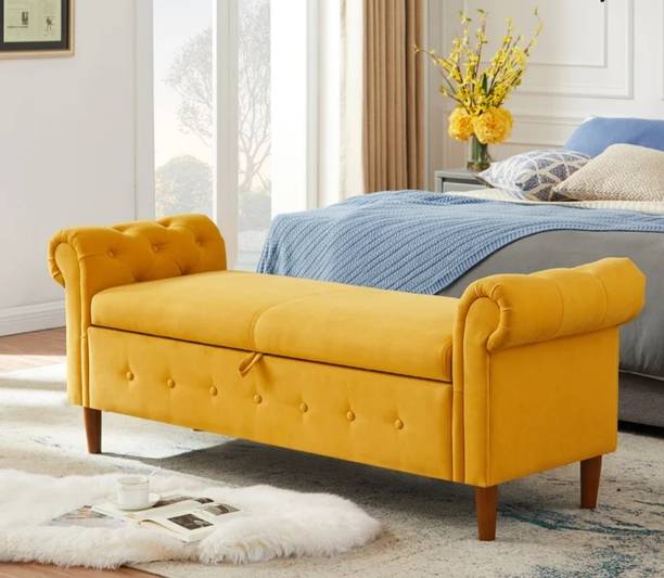 TFS Designer Bench Settee with Storage Box For Living Room/Bedroom/Office Solid Wood Settee