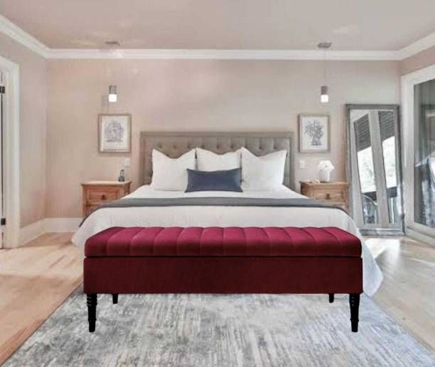TFS Velvet fabric bench/settee with storage box for bedroom/Living room 2 Seater Solid Wood Settee