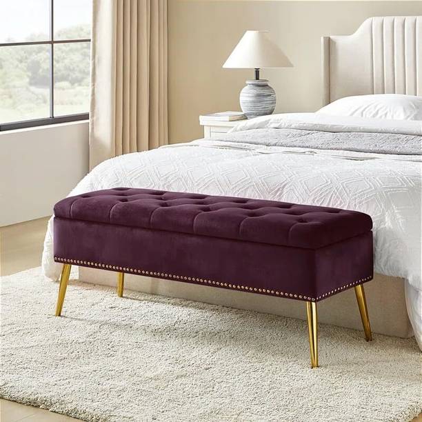 MAJESTIC MART Luxurious Velvet Fabric Ottoman Bench Couch with storage for Room & Office Foam Settee