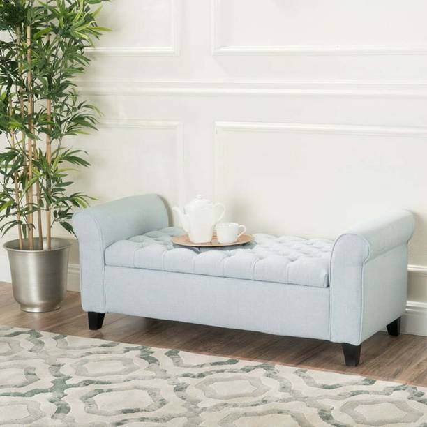 TFS Rolled Arm Tufted Settee with Storage Box 2 setter For Bedroom/Livingroom Solid Wood Settee