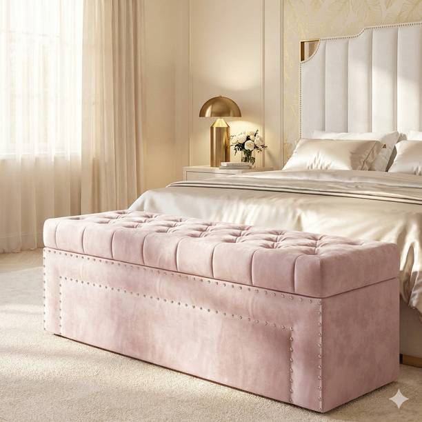 Wu Dtimber Upholstered Storage Ottoman Bench with Tufted Cushion & Living Room & Bedroom Solid Wood Settee