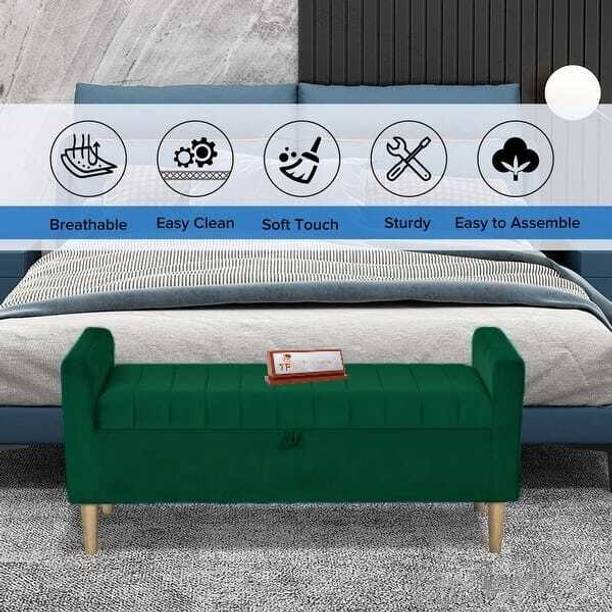 TFS Classic Chusion Velvet Fabric Settee/Sofa for Bedroom/Livingroom 3 setter Solid Wood Settee