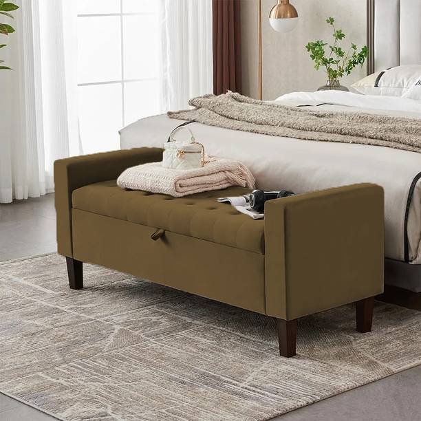 TFS Royal Premium Velvet Fabric Tufted Sofa/Bench 2 Seater for Bedroom/Livingroom Solid Wood Settee