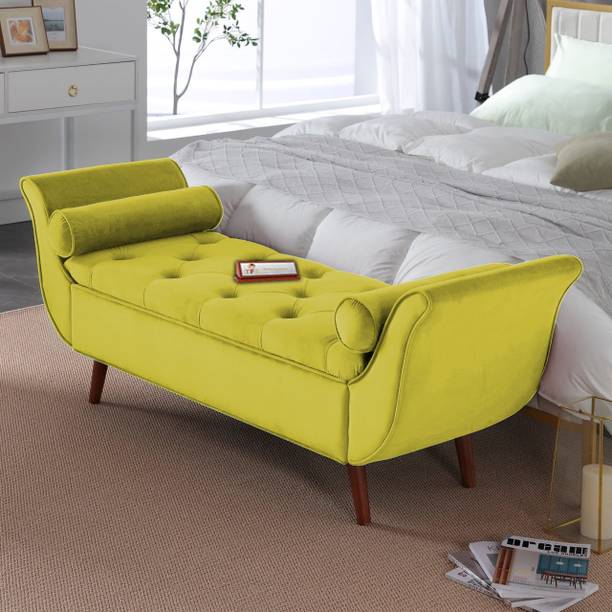 TFS Luxurious Velvet Fabric Settee/Sofa with Storage Box For Bedroom, Living room Solid Wood Settee