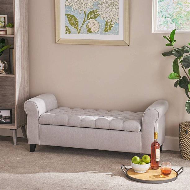 MAJESTIC MART Button-Tufted Storage Ottoman Couch pouffe for Bedroom, Entryway, Living Room Solid Wood Settee